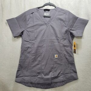 Carhartt Scrub Top Womens Med Gray Rugged Flex Modern‎ Fit Ripstop MT2118-W